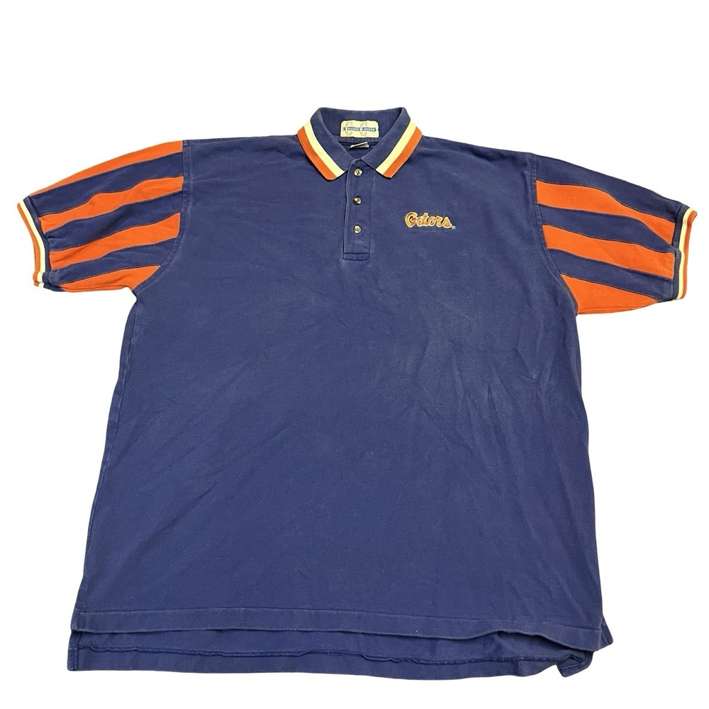 Vintage 90s Florida‎ Gators Polo Shirt Mens XL Blue Striped College Classics